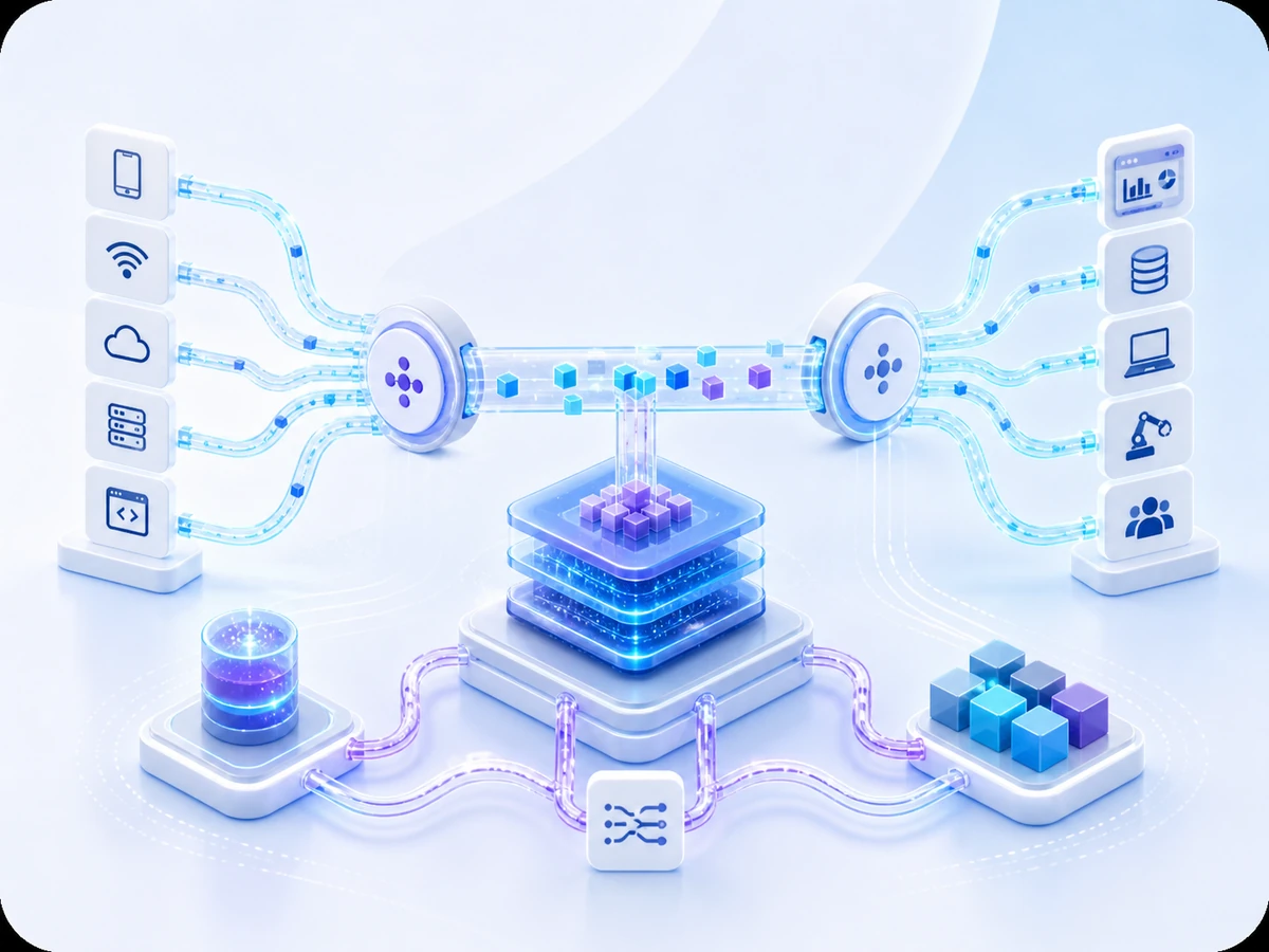 Bright visual representation of streaming and event-driven data systems.