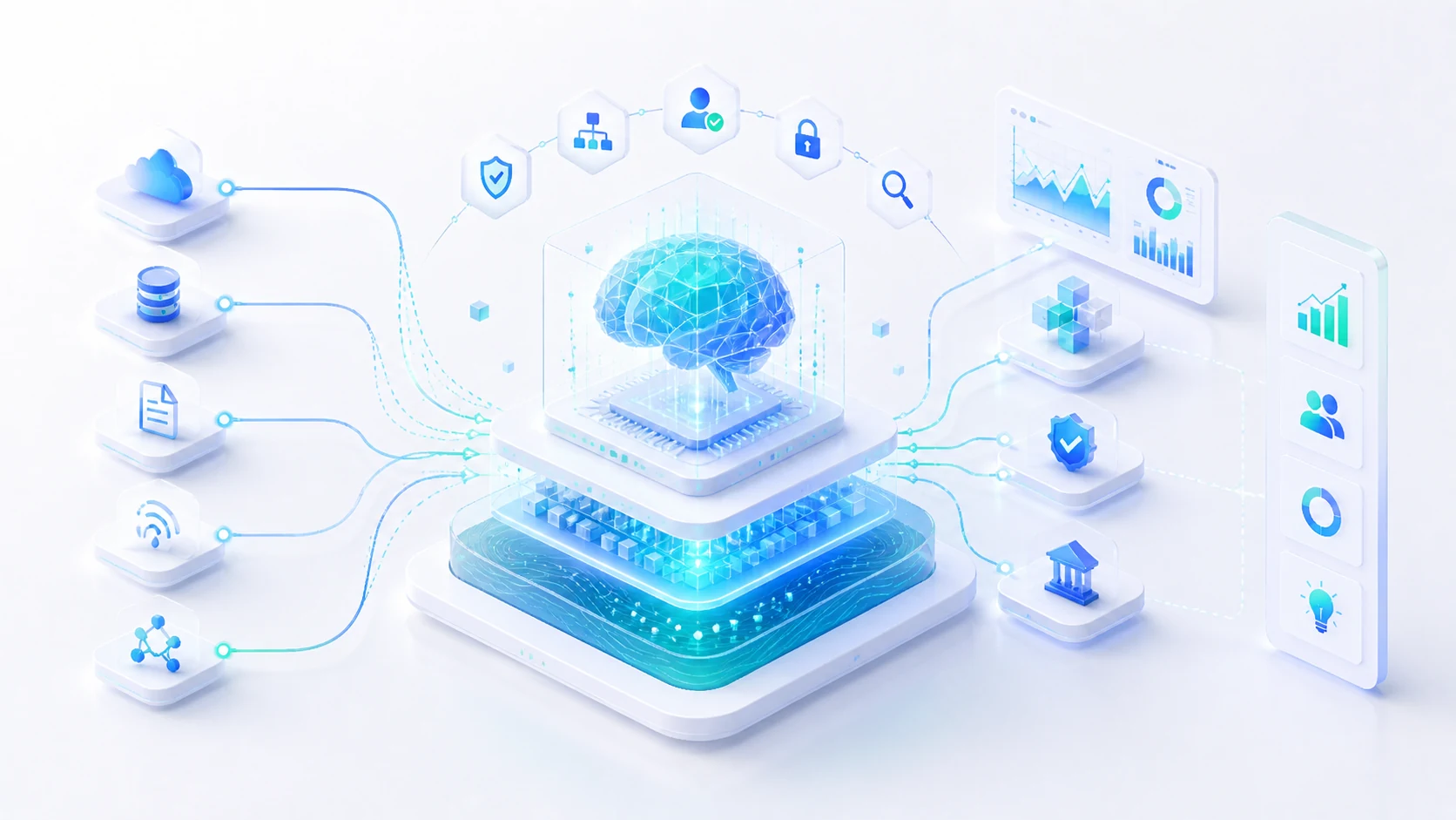 Bright AI enablement and trusted data architecture illustration.