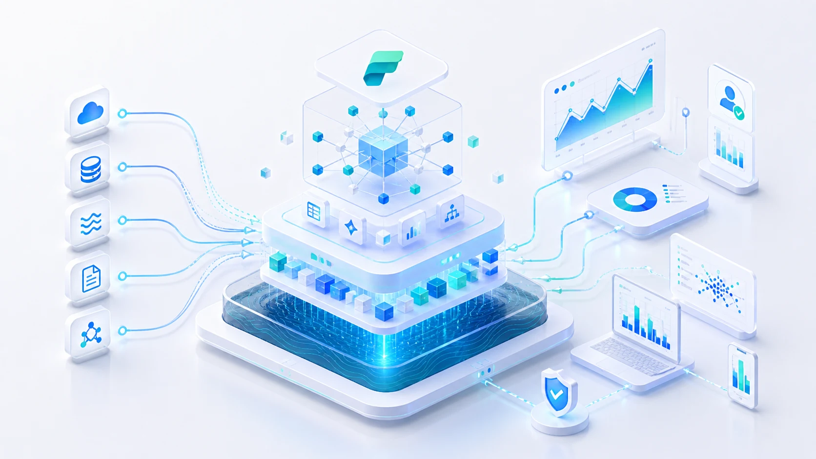 Bright analytics and semantic model platform illustration.